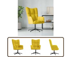 vidaXL Relaxstoel - Fluweel - Mosterdgeel - 360° draaibaar Relaxfauteuil - Fluweel Fauteuil - Mustard Geel - Lounge Stoel - Comfortabele Stoel