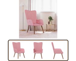 vidaXL Relaxstoel - Fluweel Roze - Comfort & Stijl Relaxstoel - Fluweel - Roze - Lounge Stoel - Comfortabele Stoel