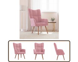 vidaXL Relaxstoel - Fluweel - Roze - Comfortabel Design Relaxfauteuil - Fluweel Fauteuil - Roze Fauteuil - Lounge Stoel - Comfortabele Stoel