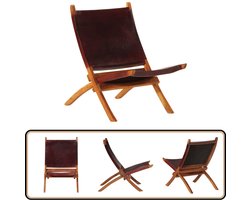 vidaXL - Relaxstoel - inklapbaar - echt - leer - donkerbruin