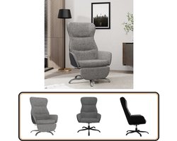 vidaXL Relaxstoel - Lichtgrijs - Inclusief Voetensteun Relaxfauteuil - Fauteuil - Loungestoel - Leesstoel - Grijs