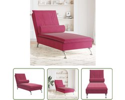 vidaXL Relaxstoel - Massage Stoel - Massage chaise longue met bolster fluweel wijnrood - Loungestoel - Fluweel Fauteuil - Elektrische Massage
