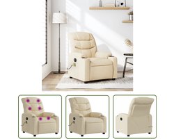 vidaXL Relaxstoel - Massagestoel - Massagestoel verstelbaar stof crèmekleurig - Lounge Stoel - Elektrische Massage - Wellness