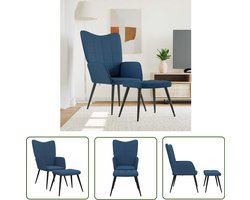 vidaXL Relaxstoel met voetenbank - Blauw - Comfortabel Relaxstoel - Lounge Stoel - Fauteuils - Blauwe Stoel - Comfortabele Stoel
