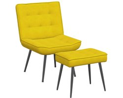 vidaXL - Relaxstoel - met - voetenbank - fluweel - geel