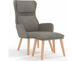 vidaXL - Relaxstoel - met - voetenbank - fluweel - lichtgrijs