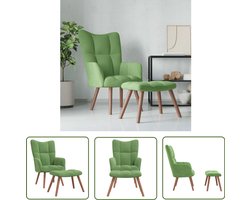 vidaXL Relaxstoel met voetenbank - Fluweel - Lichtgroen Relaxfauteuil - Lounge Chair - Fluweel Bank - Groene Bank - Comfortabele Stoel