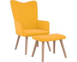 vidaXL - Relaxstoel - met - voetenbank - fluweel - mosterdgeel