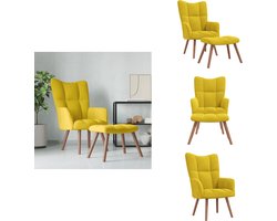 vidaXL Relaxstoel met voetenbank - Fluweel - Mosterdgeel Relaxfauteuil - Lounge Stoel - Fluweel Stoel - Mustard Geel - Voetenbank