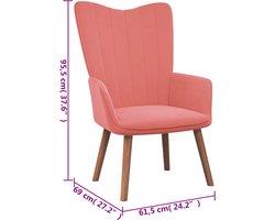vidaXL Relaxstoel met voetenbank fluweel roze