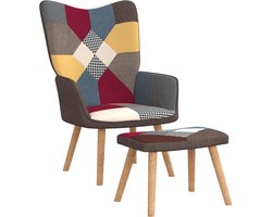 vidaXL - Relaxstoel - met - voetenbank - patchwork - stof
