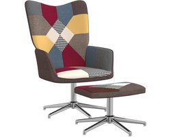 vidaXL - Relaxstoel - met - voetenbank - patchwork - stof