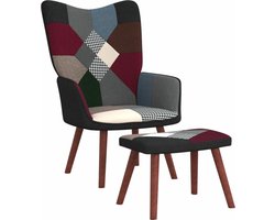 vidaXL - Relaxstoel - met - voetenbank - patchwork - stof