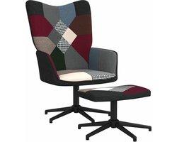 vidaXL - Relaxstoel - met - voetenbank - patchwork - stof
