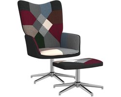 vidaXL - Relaxstoel - met - voetenbank - patchwork - stof
