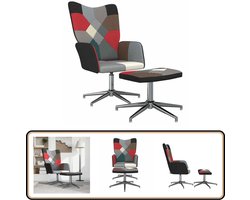 vidaXL Relaxstoel met voetenbank - Patchwork stof Relaxfauteuil - Patchwork Fauteuil - Lounge Stoel - Fauteuils - Loungestoel