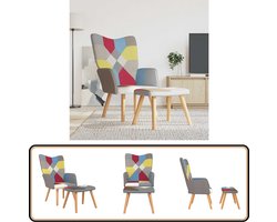 vidaXL Relaxstoel met voetenbank - Patchwork stof Relaxfauteuil - Patchwork Fauteuil - Lounge Stoel - Loungestoel - Multikleurige Fauteuil