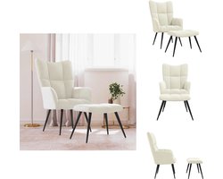 vidaXL Relaxstoel Met Voetenbank - Relaxstoelen Met Voetenbanken - Zetel Met Voetenbankje - Zetels Met Voetenbankjes - Relaxstoel met voetenbank fluweel crèmewit