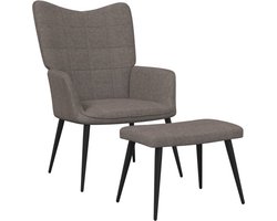 vidaXL - Relaxstoel - met - voetenbank - stof - taupe
