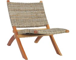 vidaXL - Relaxstoel - natuurlijk - kubu - rattan - en - massief - mahoniehout