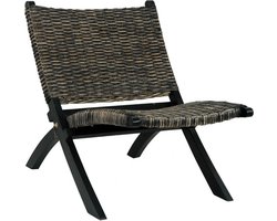 vidaXL - Relaxstoel - natuurlijk - kubu - rattan - en - massief - mahoniehout - zwart