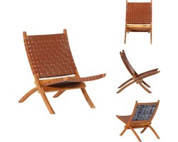 vidaXL Relaxstoel - Relaxstoelen - Stoel - Klapstoel - Relaxstoel inklapbaar echt leer bruin