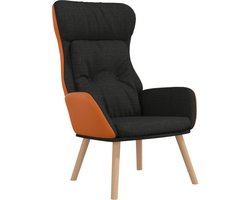 vidaXL - Relaxstoel - stof - en - PVC - zwart