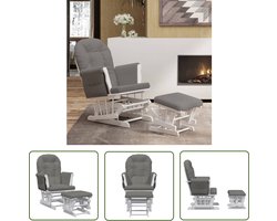 vidaXL Rocking Chair - Schuifstoel - Schuifstoel met voetenbank stof donkergrijs - Verschonenstoel - Lounge Stoel - Eetkamerstoel