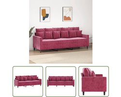 vidaXL Rode Bank - 3 Zits Bank - Driezitsbank 180 cm fluweel wijnrood - Velvet Bank - Salonbank - Banks Kopen