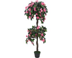 vidaXL Rododendrum - Kunstplant - Kunstplant met pot rododendron 155 cm groen en roze - Bloemen - Planten Binnen - Kamerplant