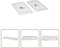 vidaXL Roestvrijstaal - Schaaldeksels - Deksels 2 st voor GN 1/1 schalen roestvrij staal - GN 1/1 - Keukenaccessoires - Restaurantkeuken