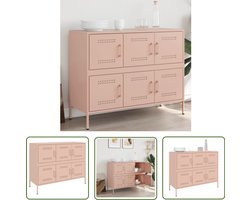vidaXL Roestvrijstalen Dressoir - Dressoir - Dressoir 100,5x39x79 cm staal roze - Industrieel Dressoir - Vintage Dressoir - Opbergmeubel