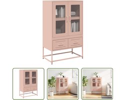 vidaXL Roestvrijstalen Kast - Hoge Kast - Hoge kast 68x39x111,5 cm staal roze - Opslagkast - Kledingkast - Entree Kast