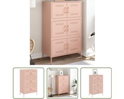 vidaXL Roestvrijstalen Kast - Hoge Kast - Hoge kast 68x39x113 cm staal roze - Industrieel Design - Opslagkast - Roze Kast