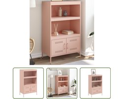vidaXL Roestvrijstalen Kast - Hoge Kast - Hoge kast 68x39x113 cm staal roze - Metalen Kast - Roze Kast - Opbergkast