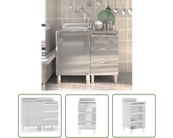 vidaXL Roestvrijstalen Keuken - Keukenkasten - Keukenkasten commercieel 2 st roestvrij staal - Kookeiland - Keukenopstelling - Horeca Keuken