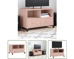 vidaXL Roestvrijstalen Tv Stand - Tv Meubel - Tv-meubel 68x39x43,5 cm staal roze - Metalen Tv Tafel - Salontafel - Mediabox
