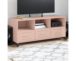 vidaXL Roestvrijstalen Tv-standaard - Tv-meubel - Tv-meubel 100,5x39x43,5 cm staal roze - Media Kast - Salontafel - Televisiekast