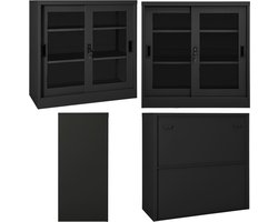 vidaXL Roldeurkast 90x40x90 cm staal antracietkleurig - Kantoorkast - Kantoorkasten - Kast - Kasten