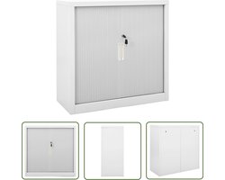 vidaXL Roldeurkast 90x40x90 cm staal grijs - Opslagkast - Rolschuifdeur - Metalen Kast - Grijze Kast - Bergruimte
