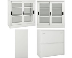 vidaXL Roldeurkast 90x40x90 cm staal lichtgrijs - Kantoorkast - Kantoorkasten - Kast - Kasten