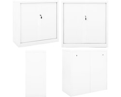 vidaXL Roldeurkast 90x40x90 cm staal wit - Roldeurkast - Roldeurkasten - Schuifdeurkast - Schuifdeurkasten