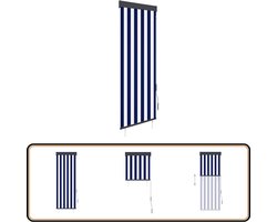 vidaXL Rolgordijn Buiten - 60x250 cm - Blauw/Wit Tuinrolgordijn - Rolgordijn - Zonwering - Buitengordijn - Blauwe Rolluik