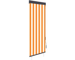vidaXL - Rolgordijn - voor - buiten - 60x250 - cm - wit - en - oranje