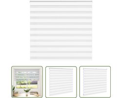 vidaXL Rolgordijn - Zebra Gordijn - Zebra Blind 160x100 cm stofbreedte 155,9 cm polyester wit - Licht Regulering - Privacy Screen - Woonkamer Decoratie
