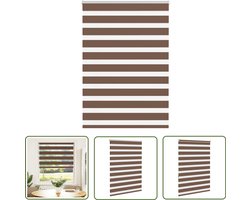 vidaXL Rolgordijn - Zebra Gordijn - Zebra rolgordijn 115x150 cm stofbreedte 110,9cm polyester bruin - Privacy Gordijn - Zonwering - Interieur Decoratie