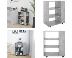 vidaXL - Rolkast - 60x35x75 - cm - bewerkt - hout - betongrijs