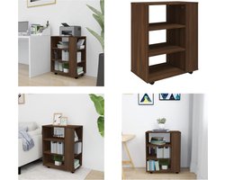 vidaXL Rolkast 60x35x75 cm bewerkt hout bruin eikenkleur - Verrijdbare Kast - Verrijdbare Kasten - Dossierkast - Documentenkast