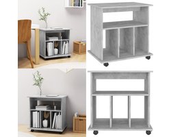vidaXL Rolkast 60x45x60 cm bewerkt hout betongrijs - Opbergkast - Opbergkasten - Rolbare Kantoorkast - Rolbare Kantoorkasten