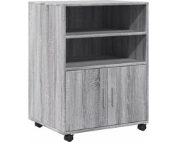 vidaXL - Rolkast - 60x48x81 - cm - bewerkt - hout - grijs - sonoma - eikenkleurig